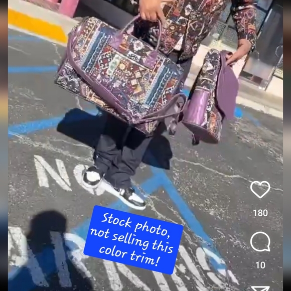 TOTENCARRY Boho Tribal Print STANDARD DUFFLE in Blue Trim (Unisex) - Picture 9 of 16